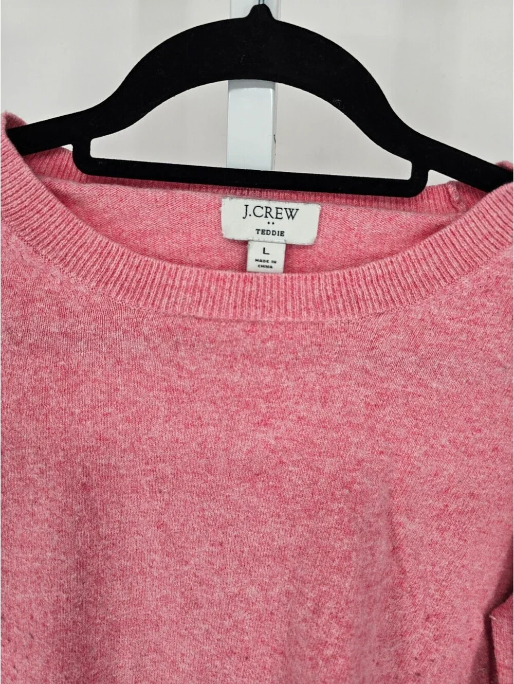 J Crew Womens Sz L Cotton Wool Blend Crew Neck Sweater Pink 